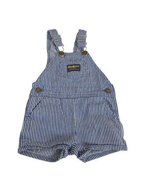 Vintage OshKosh Bgosh Blue White Striped Shortalls Overalls 18M Made USA